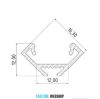 GLALU eloxált alumínium LED sarokprofil 12x12mm 1000mm ezüst