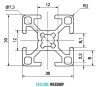 Bosch komp. aluprofil 30 x 30 mm, 8-as horonyméret (1M)